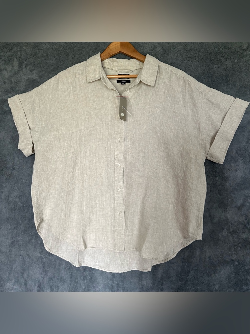 J.CREW Capitaine Shirt Baird McNutt Irish Linen XL NWT Flax Beige Short Sleeve